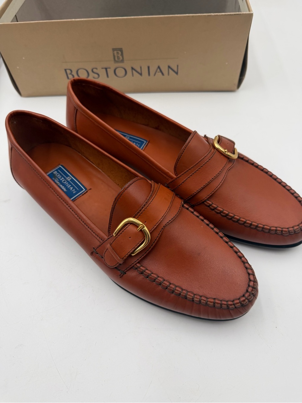 Vintage Bostonian Florentine Men’s 9.5 M Brown Leather Loafers Made Italy NOS